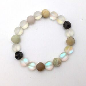 381MIDALANE Amazonite Labradorite Gemstone Stretch Bracelet